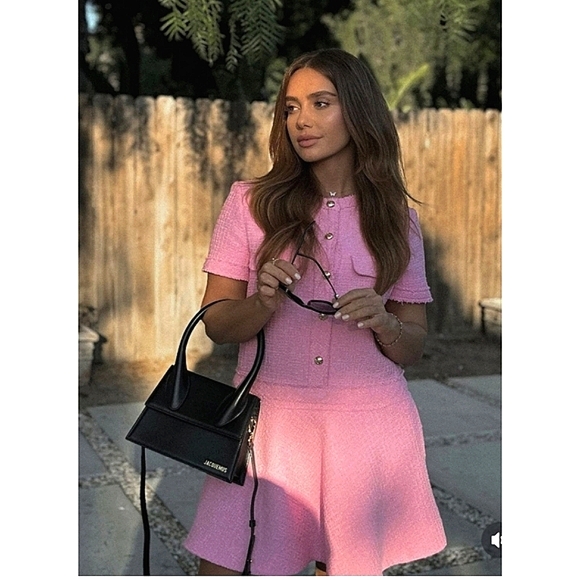 ZARA TEXTURED DRESS PINK TWEED - Picture 3 of 15